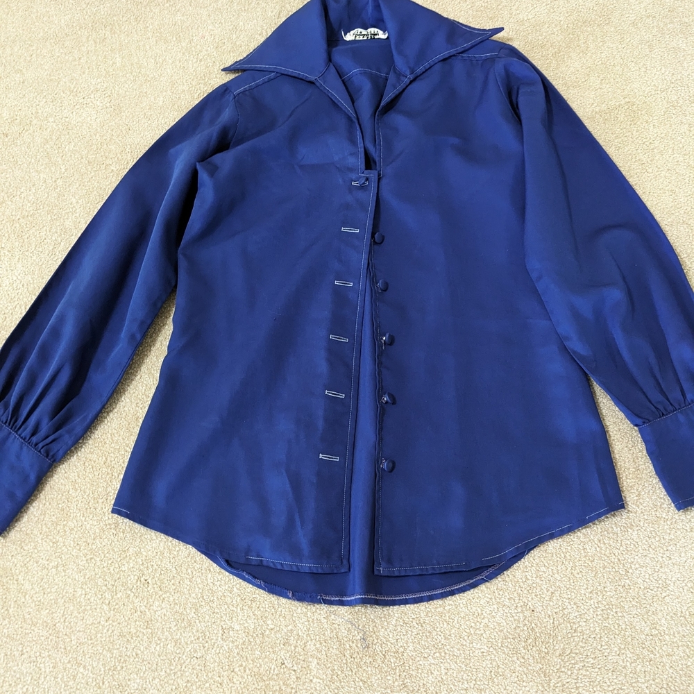 Blue Button-Up Blouse